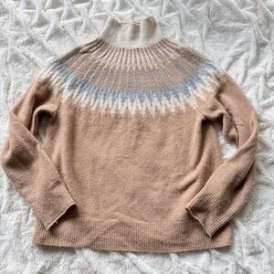 J.Crew Women's Large Fair Isle Mock Neck Sweater Merino Wool Alpaca